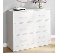 IDMARKET Commode 6 tiroirs en tissu UPPAH 80 cm meuble de rangement bois blanc