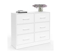 IDMarket Commode UPPAH 6 tiroirs en tissu 80 cm bois blanc