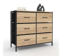 IDMarket - Commode 6 tiroirs en Tissu Utah 80 cm Meuble de Rangement Design Industriel