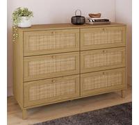IDMARKET Commode 6 tiroirs HANAE 110 cm effet naturel cannage