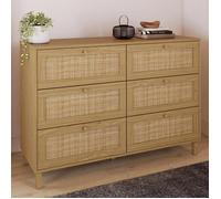 IDMarket - Commode 6 tiroirs HANAE 115 cm Effet Naturel cannage