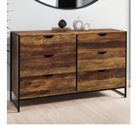 IDMarket - Commode 6 tiroirs Hawkins XXL 140 cm Design Industriel