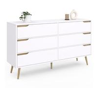 IDMarket - Commode 6 tiroirs Helsinki XXL 140 cm scandinave Blanc