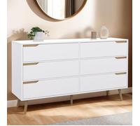 IDMARKET Commode 6 tiroirs HELSINKI XXL 140 cm scandinave blanc