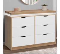 IDMARKET Commode 6 tiroirs LUNA à LEDs 115 cm blanc et plateau effet bois
