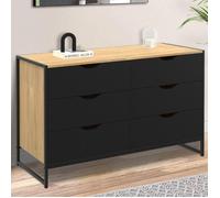 Commode 6 tiroirs noirs boston 115 cm design industriel