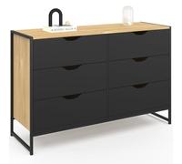 IDMarket - Commode 6 tiroirs Noirs Boston 115 cm Design Industriel
