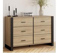 IDMarket - Commode 6 tiroirs Onyx 115 cm Bois et Noir