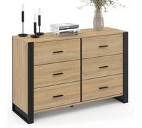 IDMarket - Commode 6 tiroirs Onyx 115 cm Bois et Noir