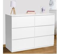 IDMarket - Commode 6 tiroirs TOMI 110 cm Bois Blanc