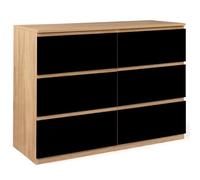 IDMarket Commode TOMI 6 tiroirs 110 cm bois façon hêtre et noir