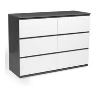 IDMarket - Commode Tomi 6 tiroirs 110 cm bois gris et blanc