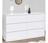 IDMARKET Commode 6 tiroirs TOMI XXL 140 cm bois blanc