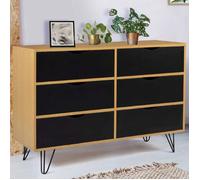 IDMarket - Commode 6 tiroirs Vintage Noemi 110 cm Bois Pied épingle