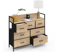 IDMarket - Commode 7 tiroirs en Tissu Utah 100 cm Meuble de Rangement Design Industriel