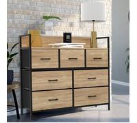 IDMARKET Commode 7 tiroirs en tissu UTAH 100 cm meuble de rangement design industriel
