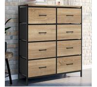 IDMARKET Commode 8 tiroirs en tissu UTAH 80 cm meuble de rangement design industriel
