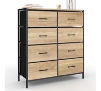 IDMarket - Commode 8 tiroirs en Tissu Utah 80 cm Meuble de Rangement Design Industriel