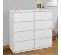 Commode 8 tiroirs tomi 110 cm bois blanc