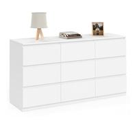 IDMarket - Commode TOMI 9 tiroirs XXL 136 cm bois blanc