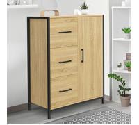 IDMarket – Commode salle de bain Detroit – 3 tiroirs, 1 placard – design industriel – bois