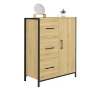 IDMarket – Commode salle de bain Detroit – 3 tiroirs, 1 placard – design industriel – bois