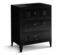 IDMarket - Commode Ester 60 cm 3 tiroirs métal Noir Design Industriel