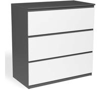 IDMarket Commode TOMI 3 tiroirs 77 5x40x80 cm Bois Gris et Blanc pour Chambre et Bureau