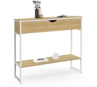 IDMarket - Console 1 tiroir Detroit 1 étagère Design Industriel Bois et métal Blanc