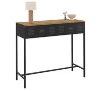 IDMarket Console ESTER 1 tiroir métal noir plateau bois design industriel