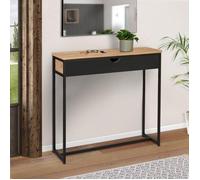 IDMarket - Console 1 tiroir Noir Boston Design Industriel
