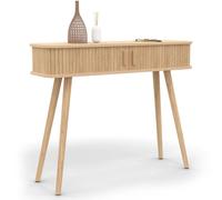 IDMarket - Console 2 Portes coulissantes Romie Lattes tasseau Bois Coloris chêne