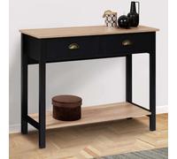 IDMARKET Console 2 tiroirs vintage ISIS avec étagère bois et noir