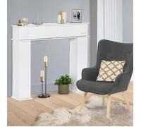 IDMarket – Console manteau de cheminée décorative avec rangements – Blanc