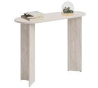 IDMarket - Console Ovale Marthe Bois Effet travertin