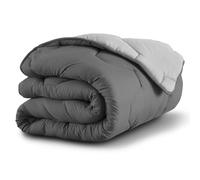 IDMarket - Couette 220x240 CM Abby Bicolore Gris Clair et Gris 300 GR