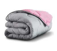 IDMarket - Couette 220x240 CM Abby Bicolore Rose et Gris 300 GR