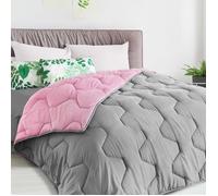 IDMARKET Couette 220x240 CM ABBY bicolore rose et gris 300 gr