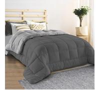 IDMARKET Couette 220x240 CM ZOE polaire biface gris clair et gris 400 gr