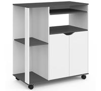 IDMarket - Desserte de cuisine COSI bois blanc et plateau gris L.76 CM