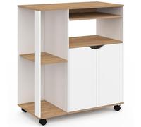 IDMarket - Desserte de cuisine COSI bois blanc et plateaux façon hêtre L.76 CM