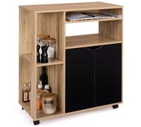 IDMarket - Desserte de Cuisine COSI Bois et Noir | Avec portes, étagères et niches, l.76 cm