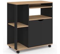 IDMarket - Desserte de cuisine COSI bois noir et plateaux façon hêtre L.76 CM