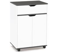 IDMarket - Desserte de Cuisine Cosy Blanc et Gris | Avec placard et tiroir, l. 60 cm