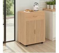 IDMarket - Desserte de cuisine JULIETTE placard avec tiroir effet lattes tasseau bois L.60 cm