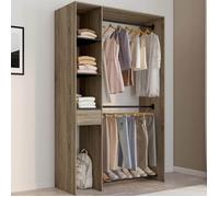 IDMARKET Dressing double penderie L. 110 cm MIRTY avec étagères + tiroir + rangements à chaussures hêtre et noir