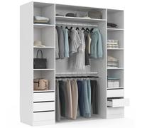 IDMarket Dressing TAYLOR 185 x 55 x 200 cm double penderie 9 étagères 6 tiroirs blanc