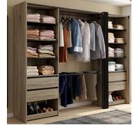 IDMARKET Dressing double XXL MERYL 220 cm avec porte pantalons + étagères + tiroirs + rangements à chaussures hêtre et noir