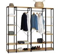 IDMarket - Dressing modulable double penderie étagère L. 180 cm DETROIT design industriel