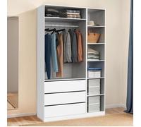 IDMarket - Dressing modulable TAYLOR 120 x 55 x 200 cm 2 modules avec penderie + étagères + tiroirs blanc